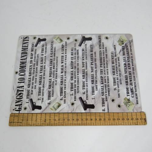 Gangsta 10 Commandments metal plate