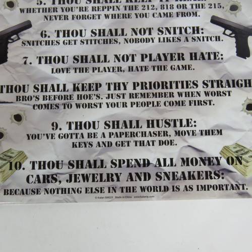 Gangsta 10 Commandments metal plate