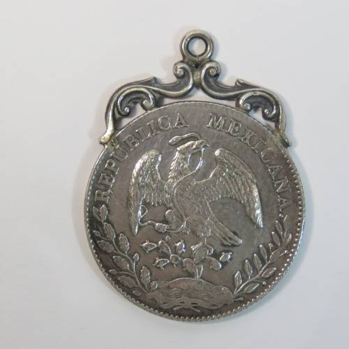 1894 Mexico 8 Real F2 made into pendant - 90% silver