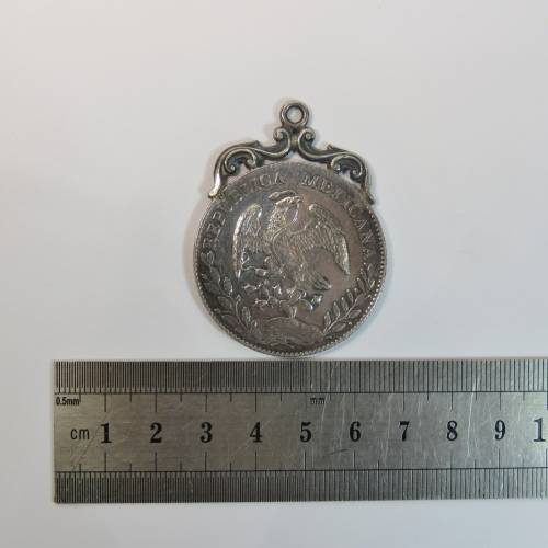 1894 Mexico 8 Real F2 made into pendant - 90% silver