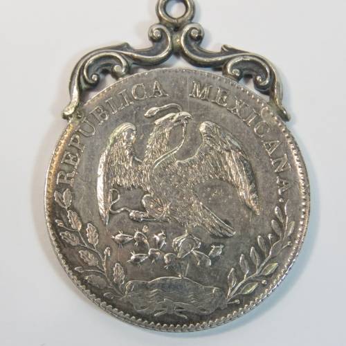 1894 Mexico 8 Real F2 made into pendant - 90% silver