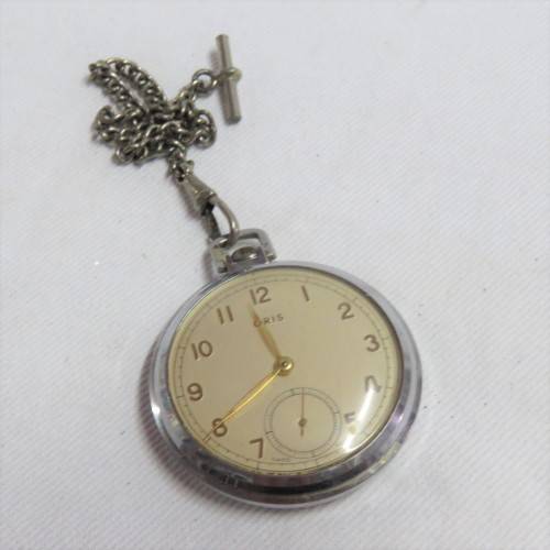 Vintage Oris pocketwatch with fob chain - Runs and stops