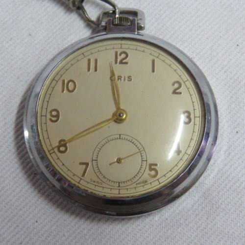 Vintage Oris pocketwatch with fob chain - Runs and stops