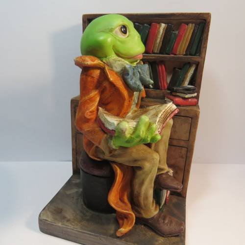 Librarian Frog resin book end figurine