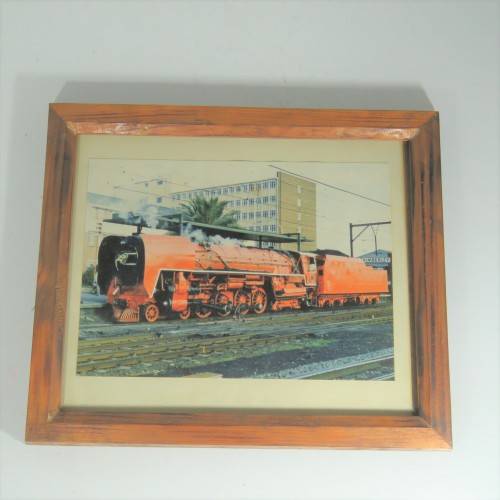 Vintage photo "Die rooi duiwel" locomotive in Kimberley - Framed