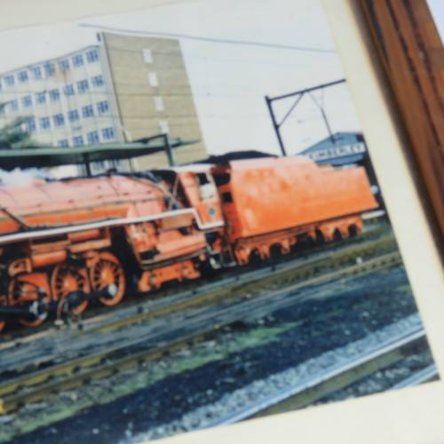 Vintage photo "Die rooi duiwel" locomotive in Kimberley - Framed