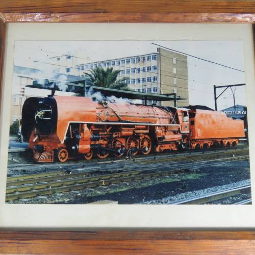 Vintage photo "Die rooi duiwel" locomotive in Kimberley - Framed