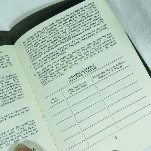 SADF Service and pay book