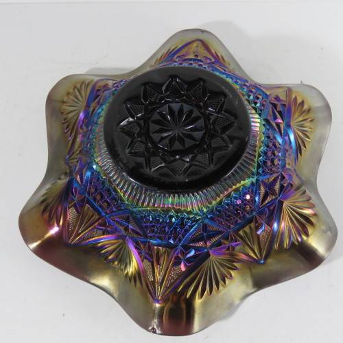 Beautiful purple carnival glass fruit bowl