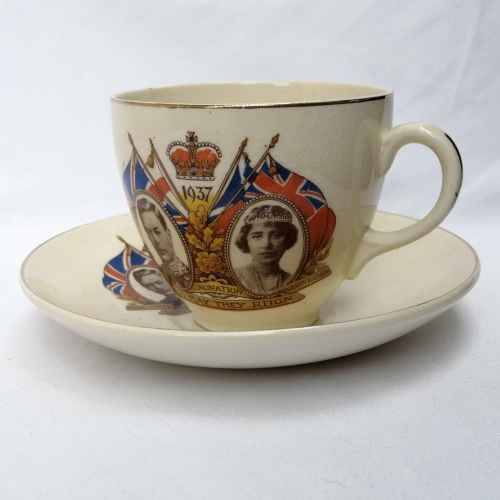1937 King George VI coronation cup and saucer - Bergess ware