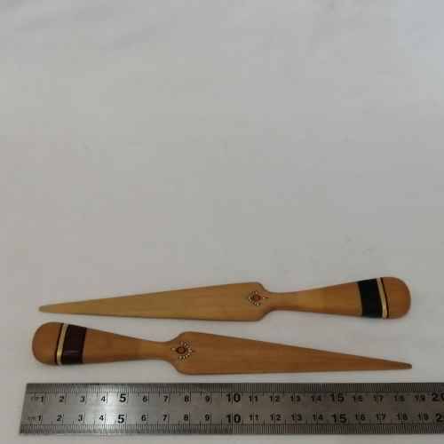 Pair of vintage yellow wood letter openers