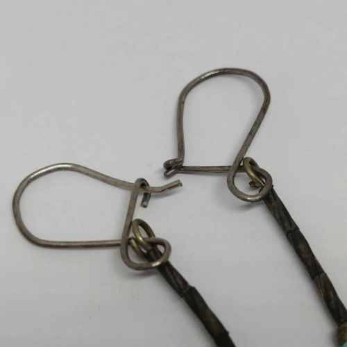 Pair of Silver earrings with blue beads - weighs 1.4grams