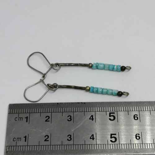 Pair of Silver earrings with blue beads - weighs 1.4grams