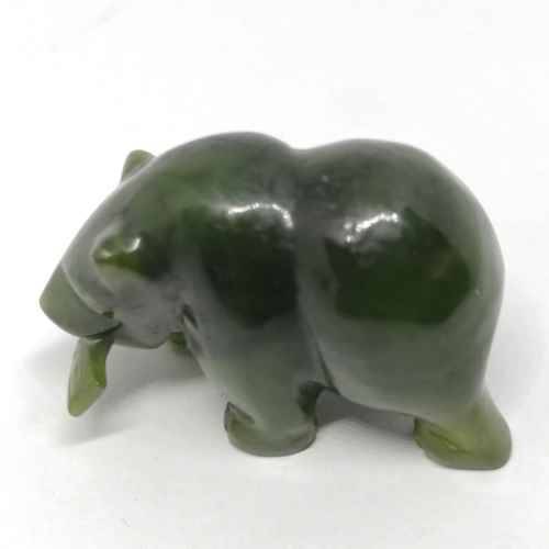 Vintage Jade grizzly bear with fish figurine