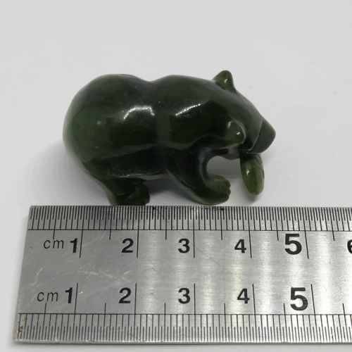 Vintage Jade grizzly bear with fish figurine
