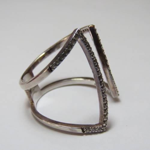 Sterling silver ring with 54 small clear stones - 3,4 g - Size 7/N/54