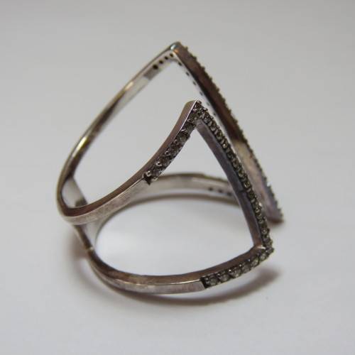 Sterling silver ring with 54 small clear stones - 3,4 g - Size 7/N/54