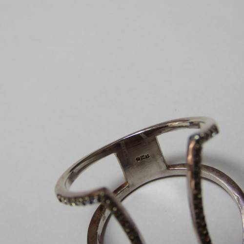Sterling silver ring with 54 small clear stones - 3,4 g - Size 7/N/54