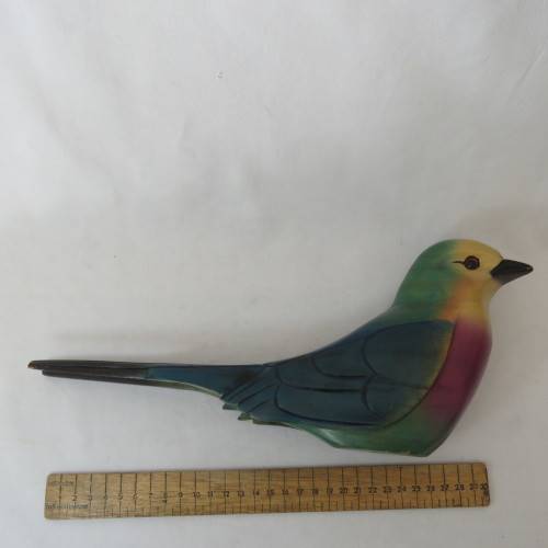 Pair of colorful wooden swallows