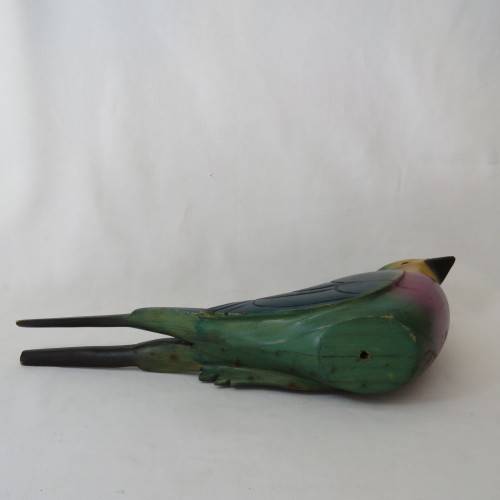 Pair of colorful wooden swallows