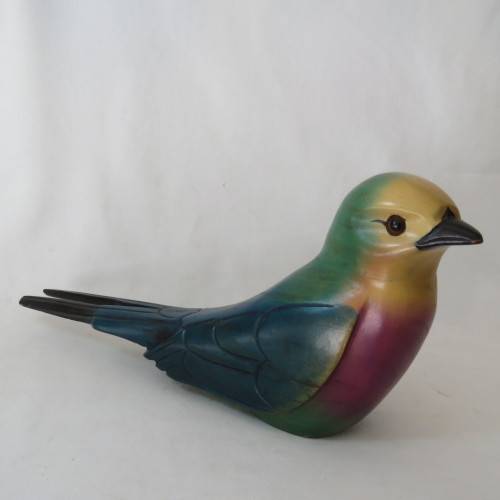 Pair of colorful wooden swallows