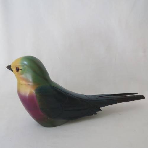 Pair of colorful wooden swallows