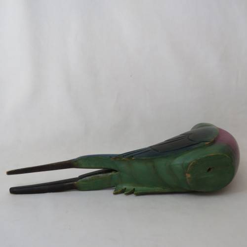 Pair of colorful wooden swallows