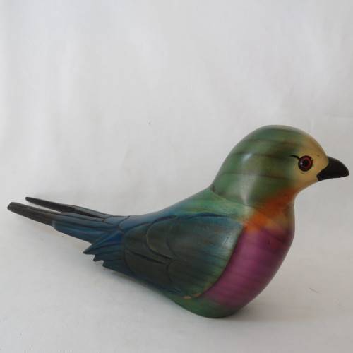 Pair of colorful wooden swallows