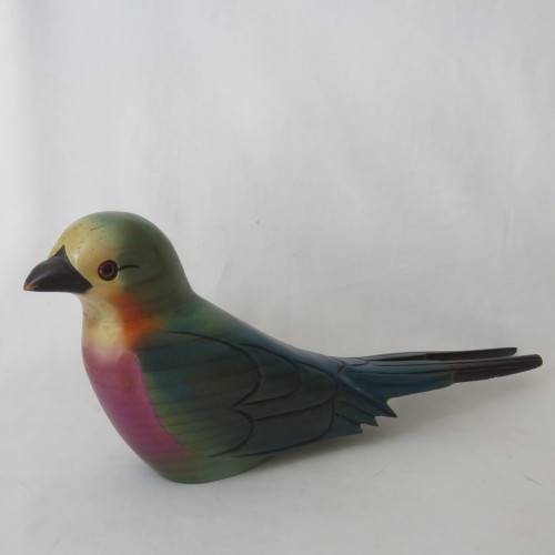 Pair of colorful wooden swallows