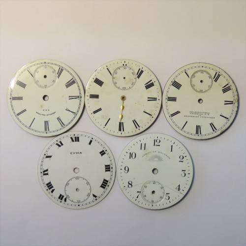 Pocket watch enameled face plates - Lot of 5