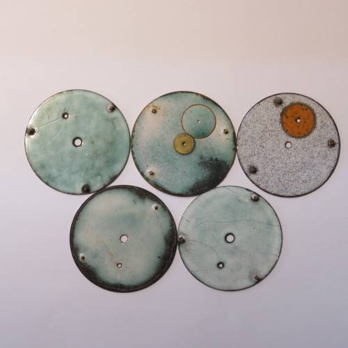 Pocket watch enameled face plates - Lot of 5