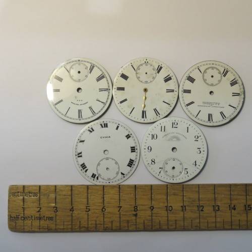 Pocket watch enameled face plates - Lot of 5
