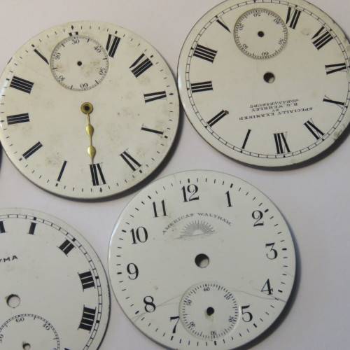 Pocket watch enameled face plates - Lot of 5
