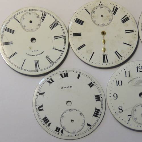 Pocket watch enameled face plates - Lot of 5