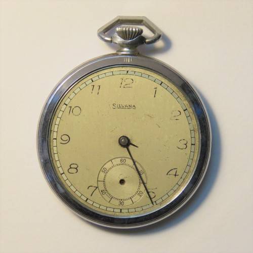 Silvana vintage pocket watch - No glass, hour and second hand - Not working