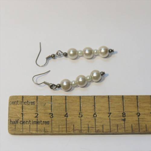 Pair of imitation pearls costume jewellery earrings