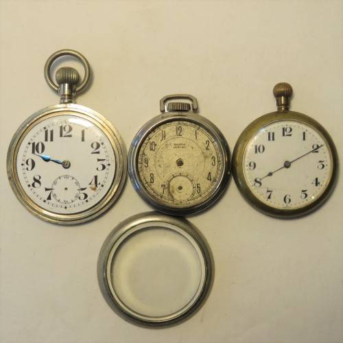 Lot of 3 pocket watches without back plates - Not working