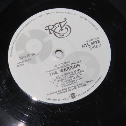 Vintage Vinyl Music Record LP 33 rpm The Warrior Ipi `N Tombia Margaret Singana 1973