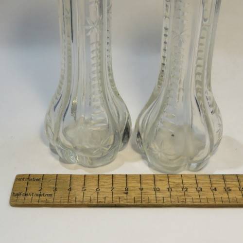 Pair of Antique glass flower pots with hallmarked silver rim