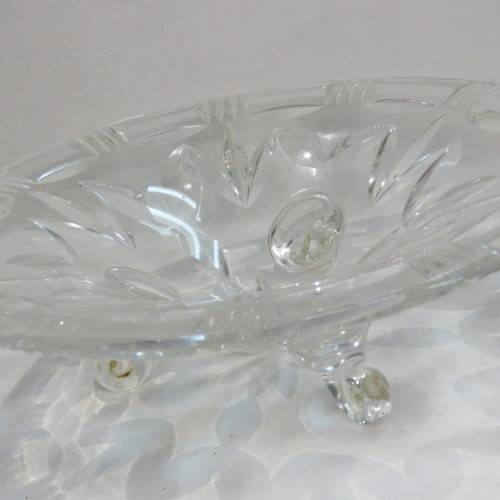 Vintage handmade cut glass bowl with legs