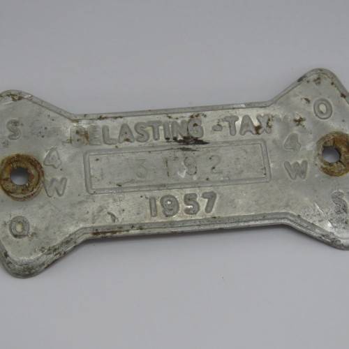 1957 Orange Freestate 4W tax tag - #3192