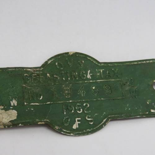1962 Orange Free State 2W tax tag - #10489