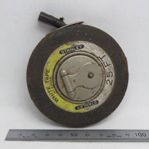 Vintage Stanley 25 feet white tape measuring tape - Tip missing