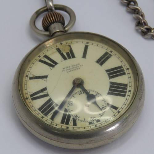 Wolf Bros pocketwatch with fob chain - Not working - Spares only