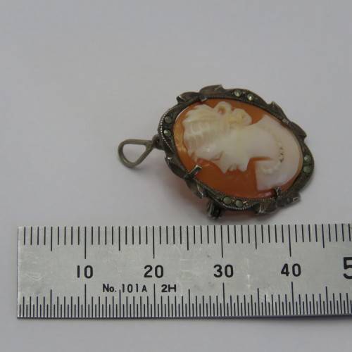 Vintage German Silver Cameo brooch/pendant