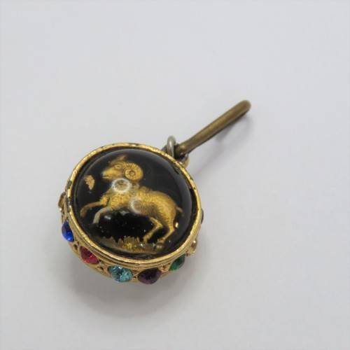 Zodiac Aries pendant with colored and clear stones