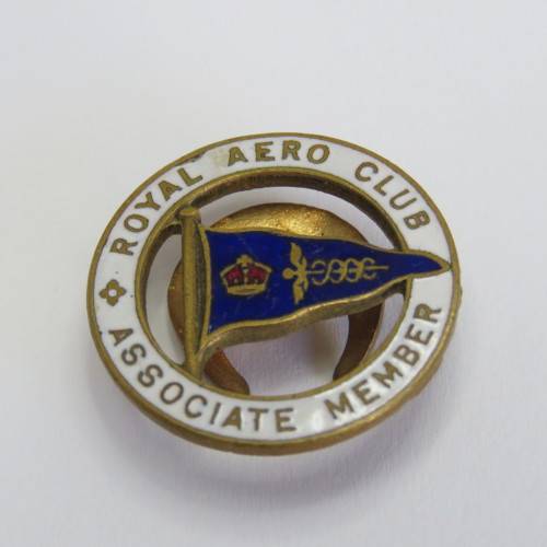 Royal Aero club member badge - Belonged to HE Fletcher - Flying cross recipient
