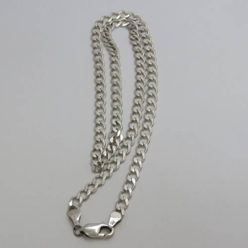 Sterling silver Cuban link chain necklace - Weighs 14,6 g - Length 22,5 cm (closed)