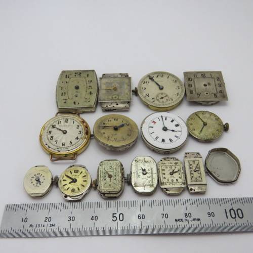 Lot of 14 mechanical watch movements for spares