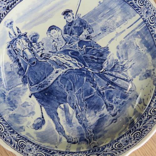 Vintage Blue Delft plate by Boch Belgium - Size 40 x 40 cm